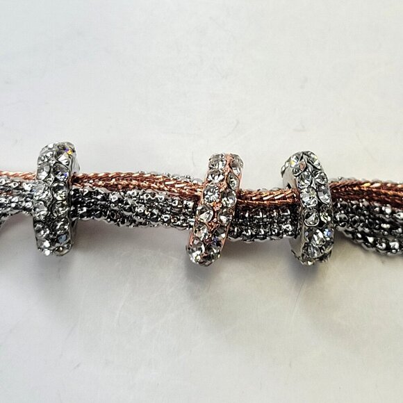 3 strand Silver tone and Rose gold tone Long Necklace - Picture 6 of 12